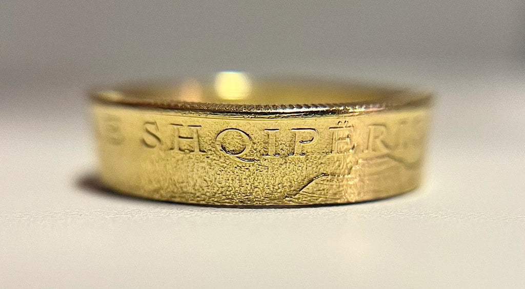 Albania Ring, European Albanian Gold Coin Ring, Handmade European Tiranë Jewelry (Sizes 4-10)