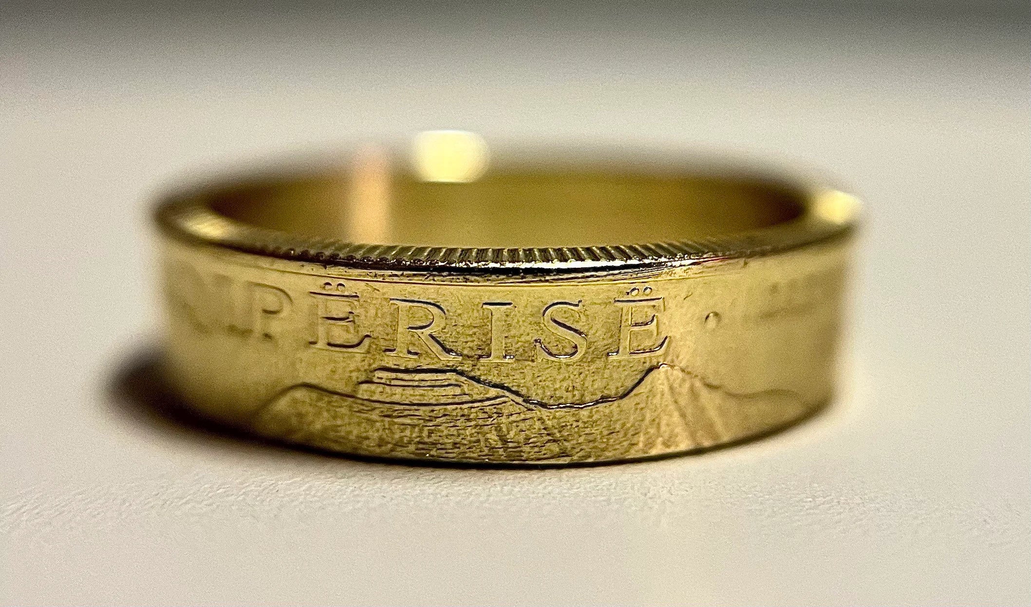 Albania Ring, European Albanian Gold Coin Ring, Handmade European Tiranë Jewelry (Sizes 4-10)