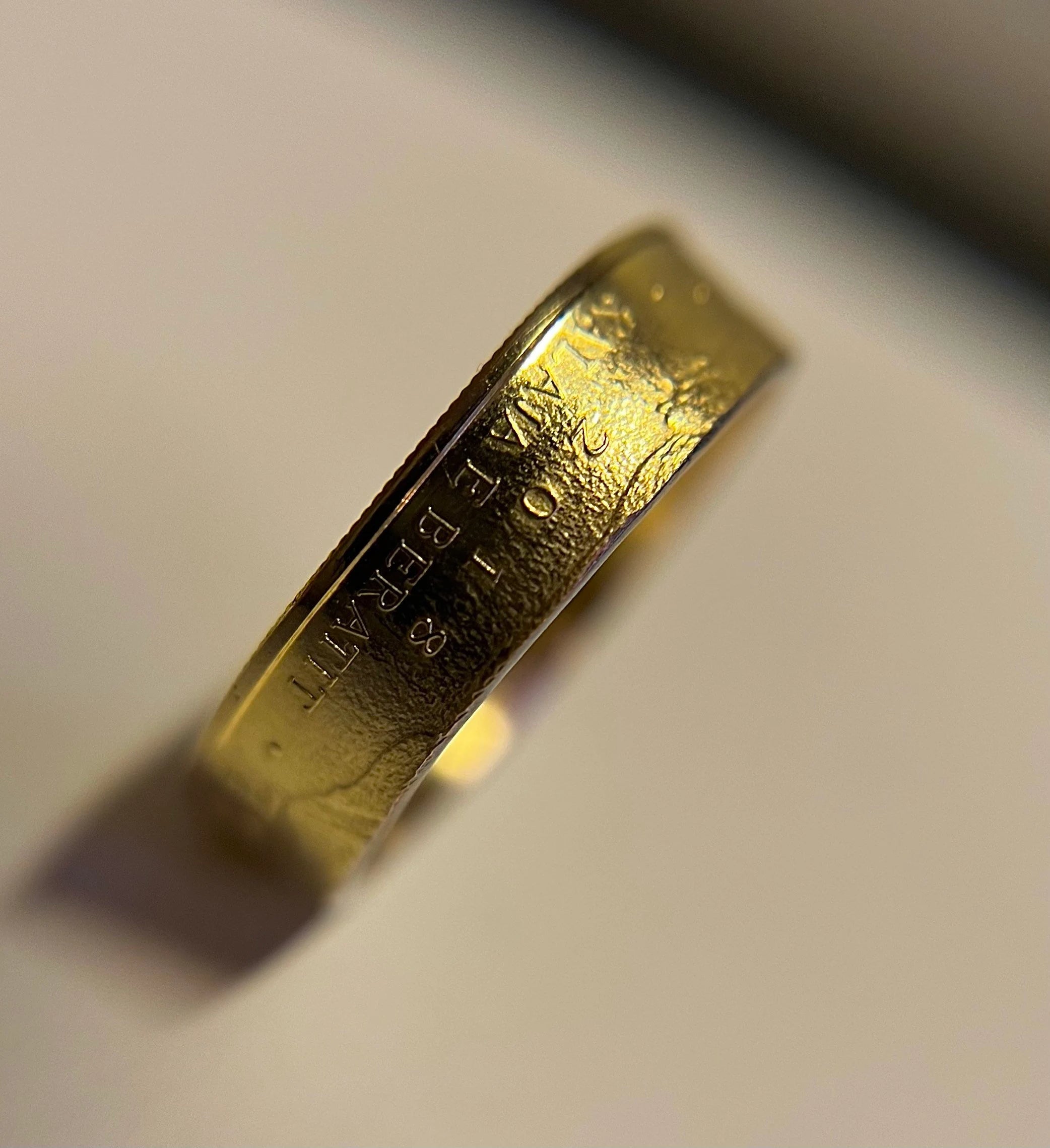 Albania Ring, European Albanian Gold Coin Ring, Handmade European Tiranë Jewelry (Sizes 4-10)