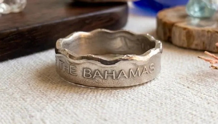Bahamas Coin Ring | Steel Mens Caribbean Island Band