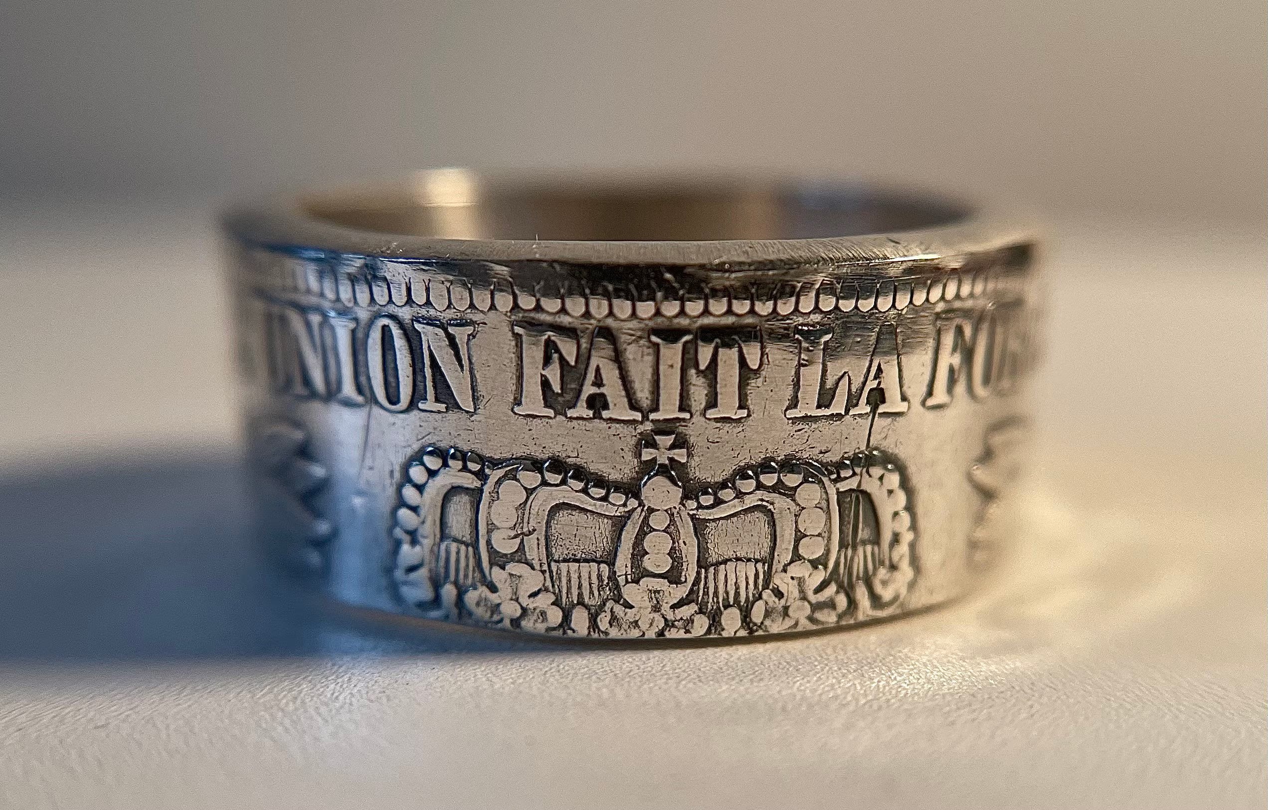 Belgium Silver Ring, Antique Leopold 1800s Coin Ring  | Handmade Silver Ring