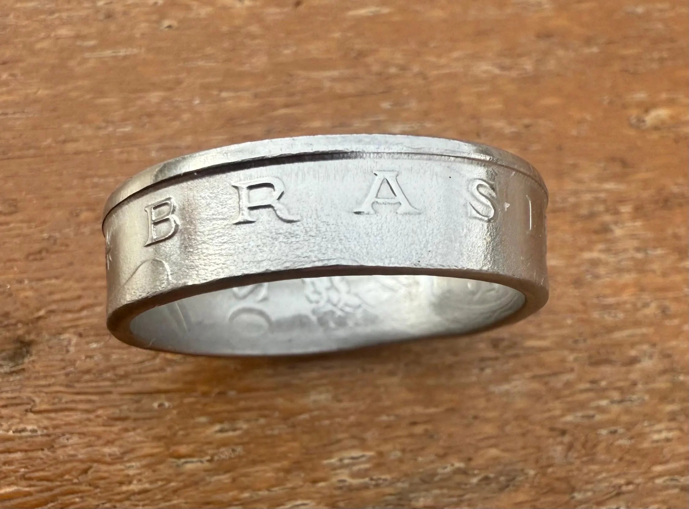 Brazil Steel Ring, Brasilero Vintage Brazil Coin Ring: Handcrafted Brazilian Jewelry
