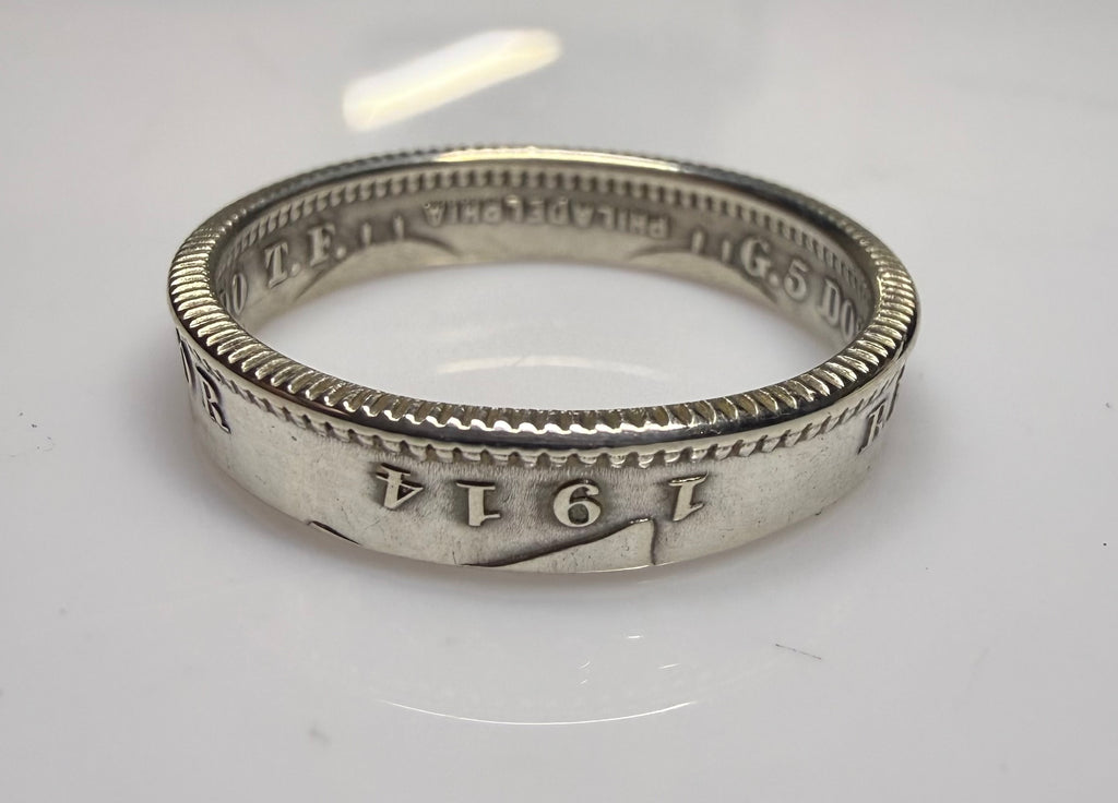 Ecuador Ring, Silver Sucre Latino Mens Minimalist Band, Sterling Coin Ring
