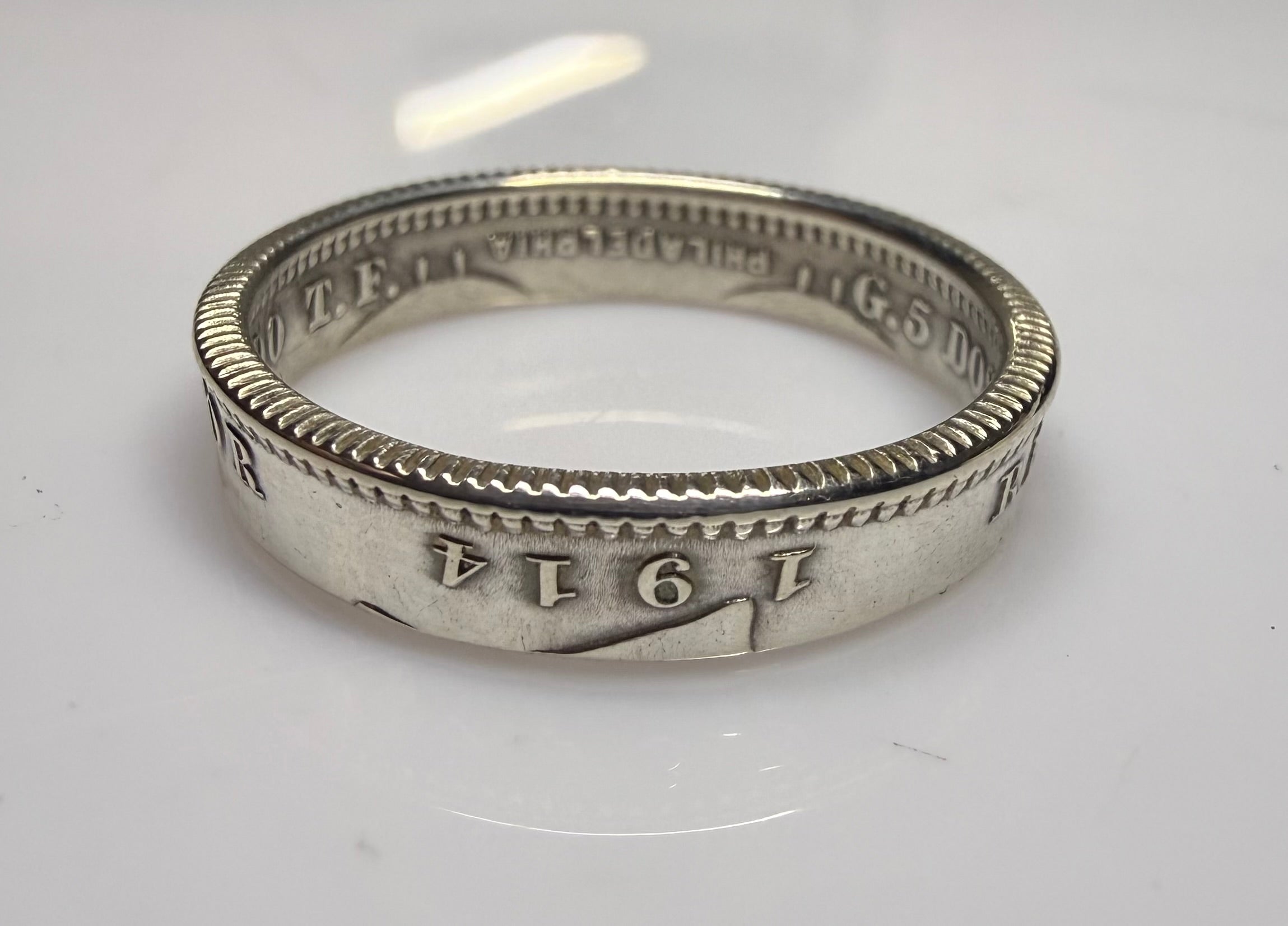Ecuador Ring, Silver Sucre Latino Mens Minimalist Band, Sterling Coin Ring