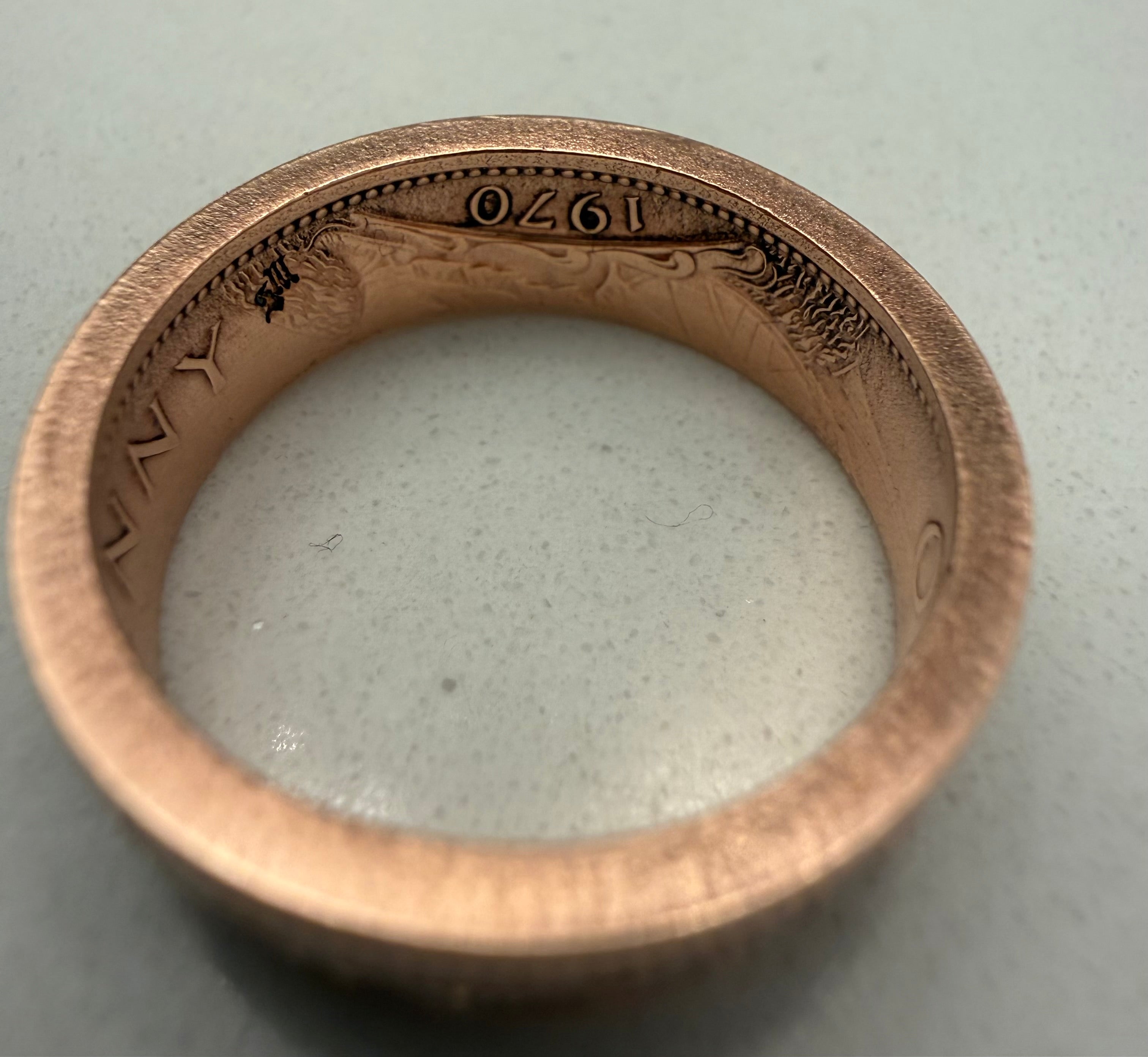 British Penny Raw Stone Ring, Copper Band CZ Ring, English Copper Gem Ring, Queen Elizabeth Ring, UK Raw Stone Copper Jewelry