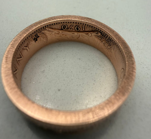 British Penny Raw Stone Ring, Copper Band CZ Ring, English Copper Gem Ring, Queen Elizabeth Ring, UK Raw Stone Copper Jewelry
