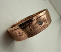 British Penny Raw Stone Ring, Copper Band CZ Ring, English Copper Gem Ring, Queen Elizabeth Ring, UK Raw Stone Copper Jewelry