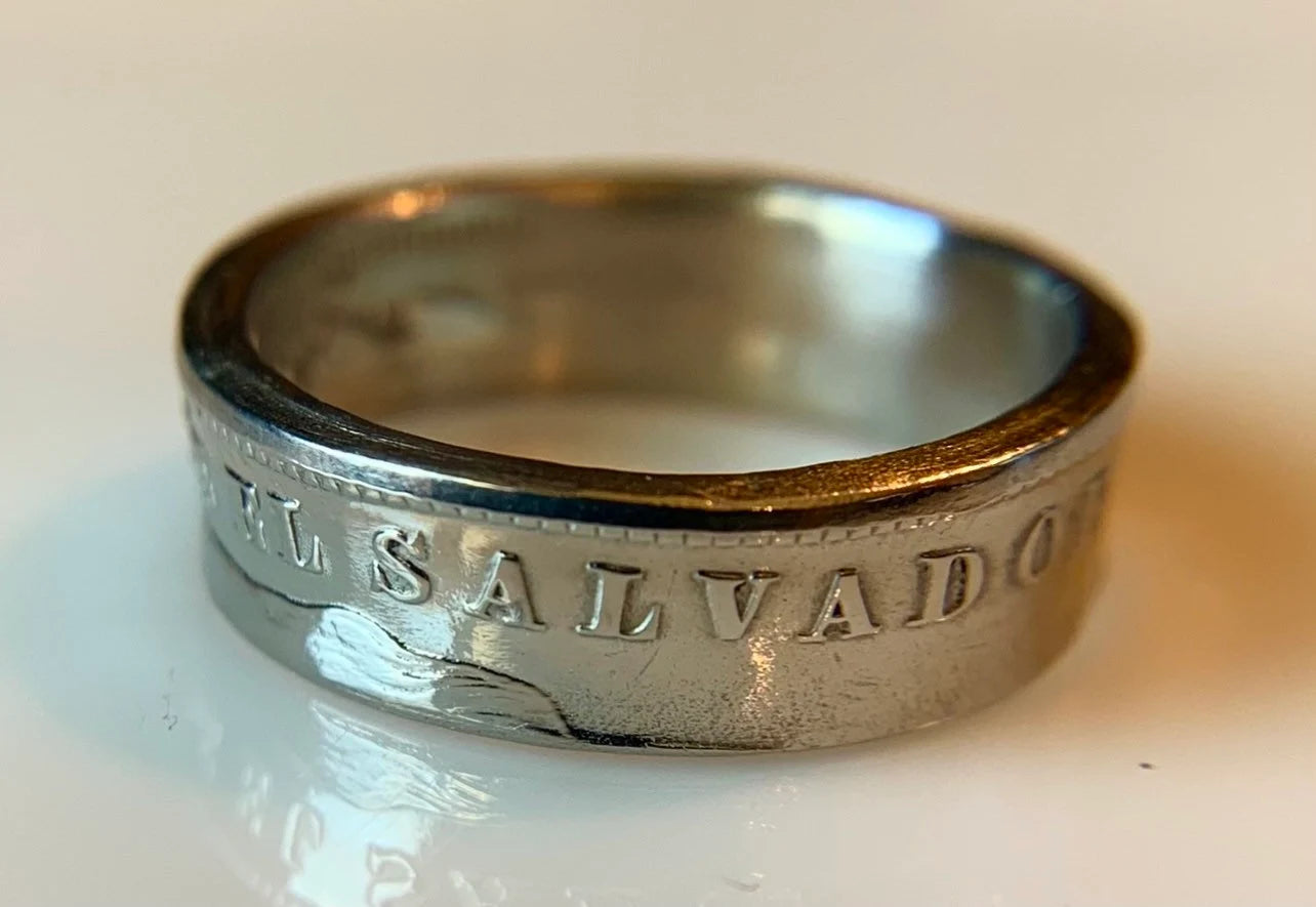El Salvador Ring, Salvadoran Coin Ring: Vintage Guanacos 20 Centavos, Steel