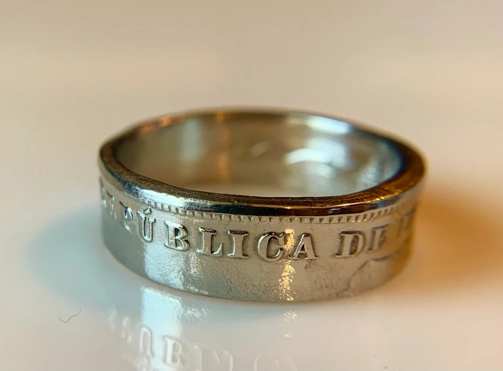 El Salvador Ring, Salvadoran Coin Ring: Vintage Guanacos 20 Centavos, Steel