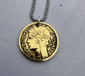 French Gold Coin Pendant, France Paris Necklace