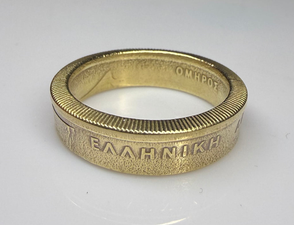 Greek Gold Ring, Greece Athens Drachma Vintage Ring, Antique Coin Ring
