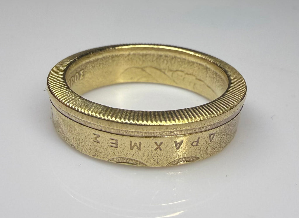 Greek Gold Ring, Greece Athens Drachma Vintage Ring, Antique Coin Ring