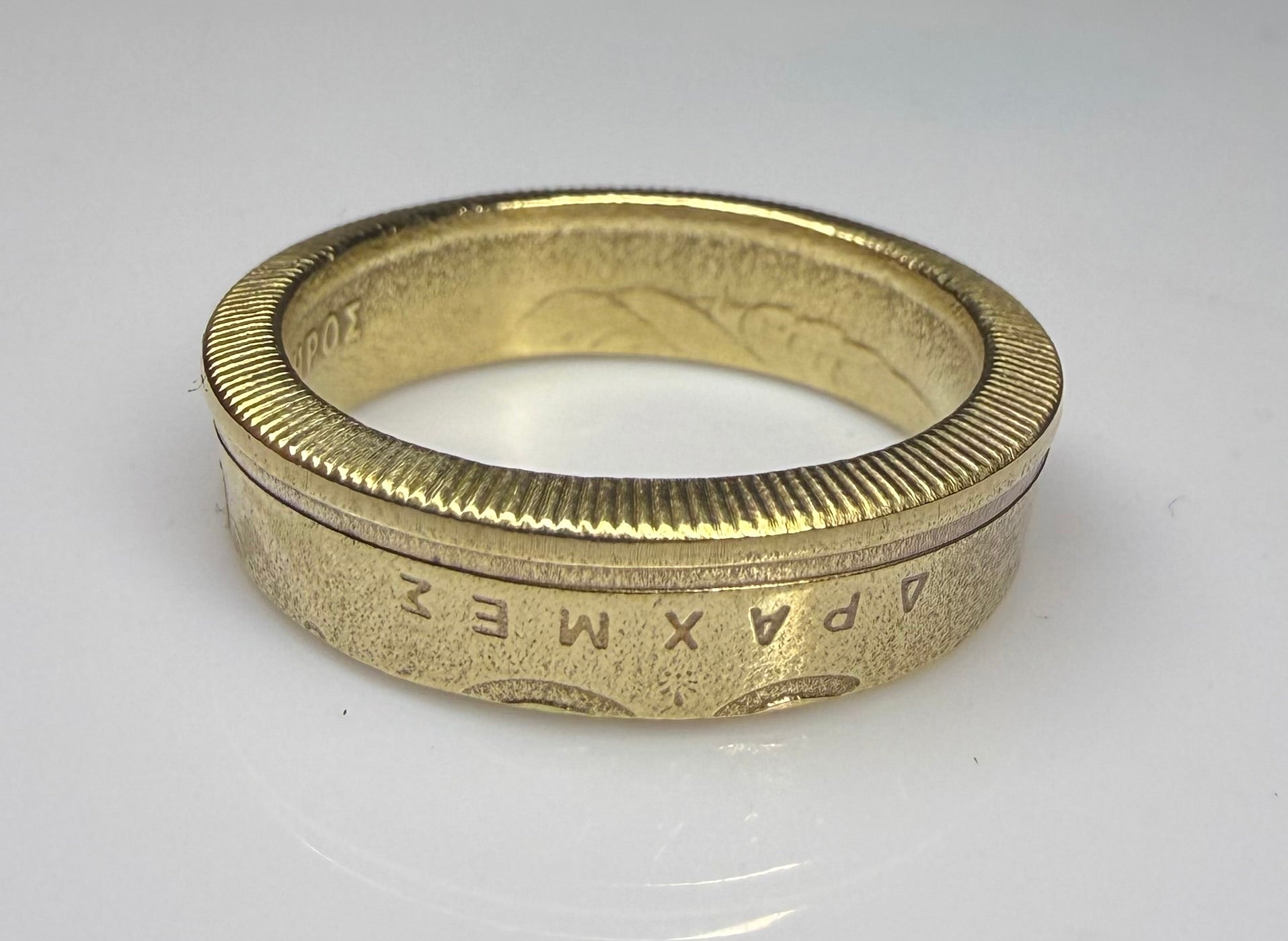 Greek Gold Ring, Greece Athens Drachma Vintage Ring, Antique Coin Ring