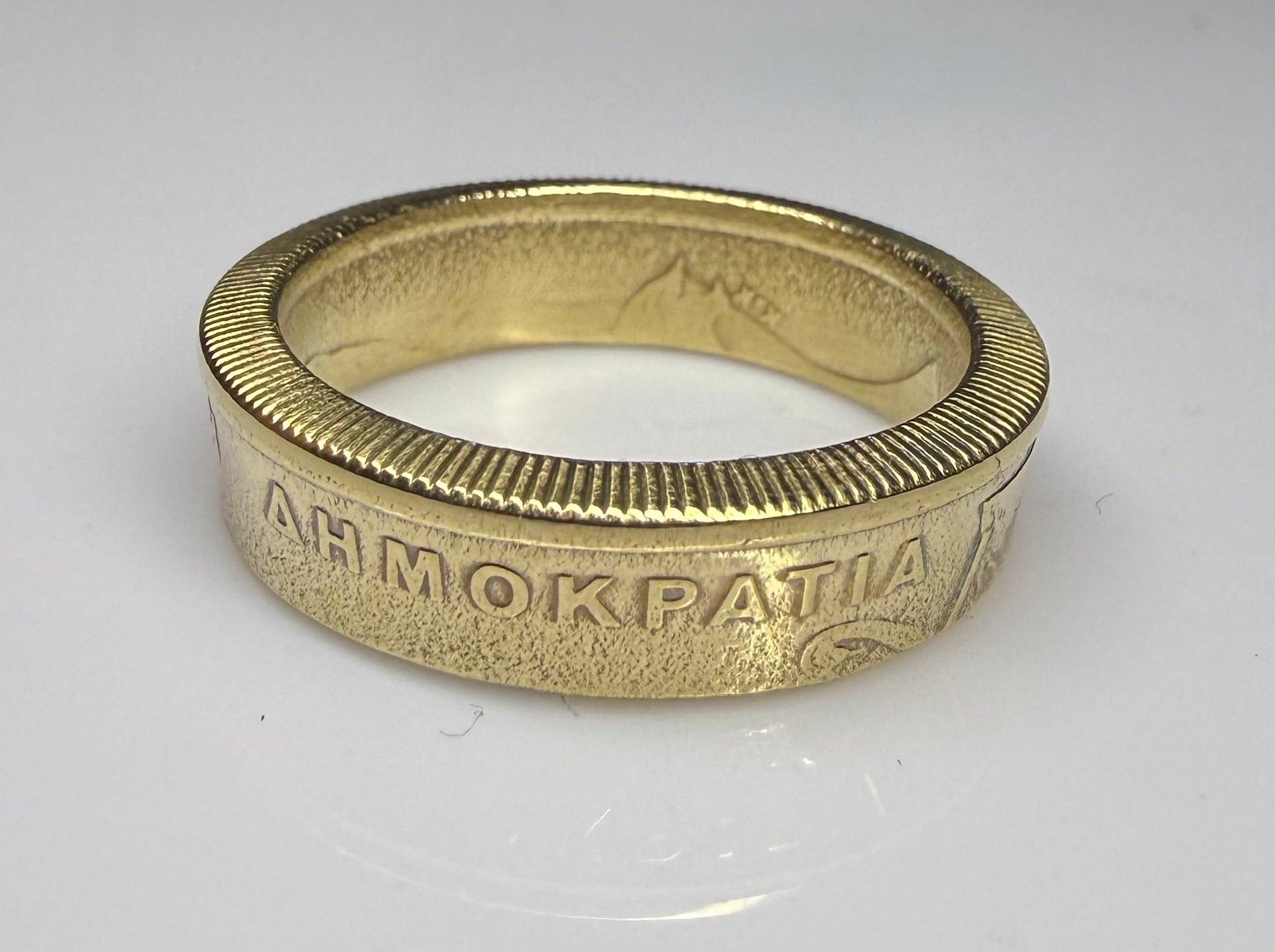 Greek Gold Ring, Greece Athens Drachma Vintage Ring, Antique Coin Ring