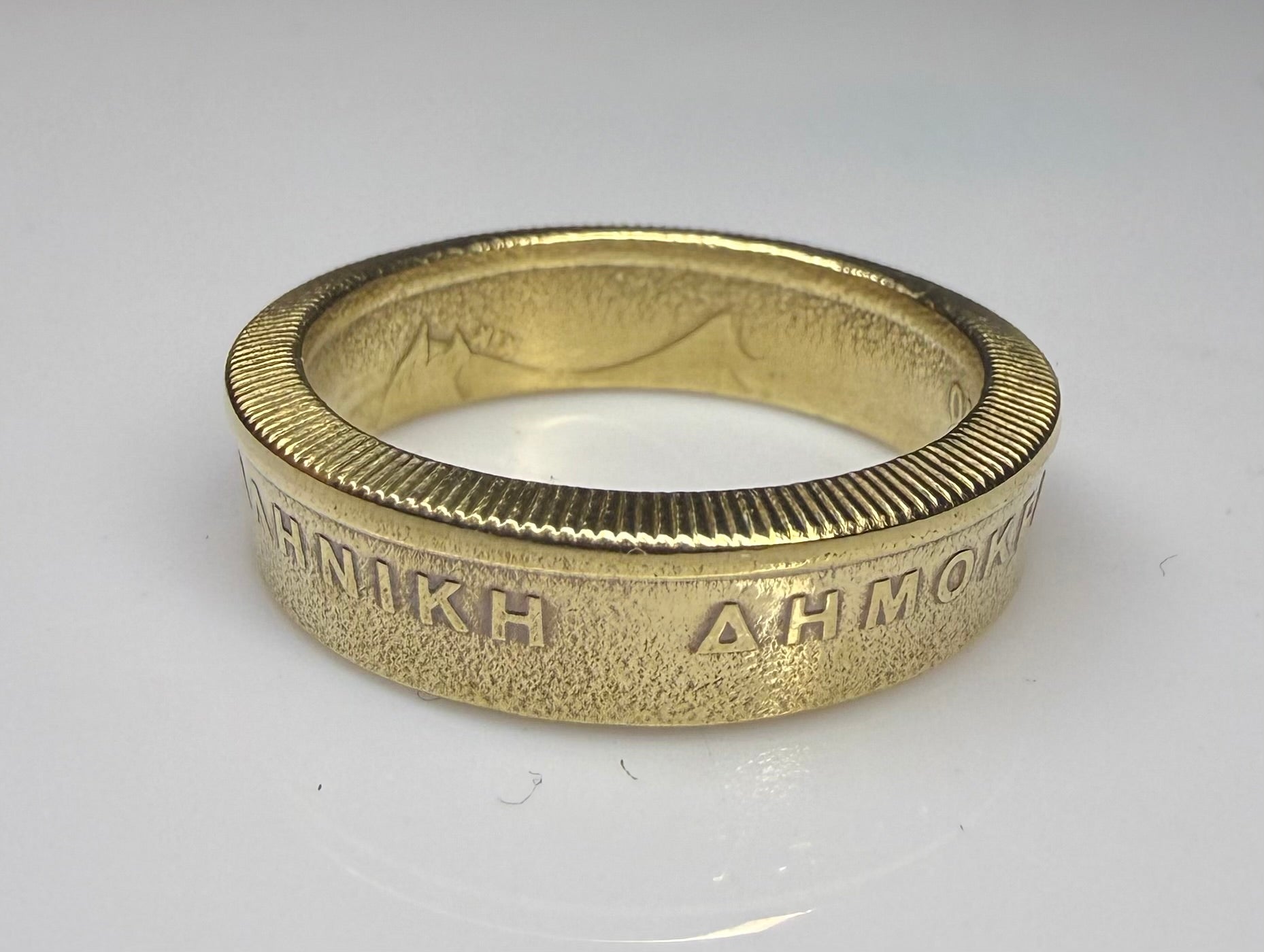 Greek Gold Ring, Greece Athens Drachma Vintage Ring, Antique Coin Ring