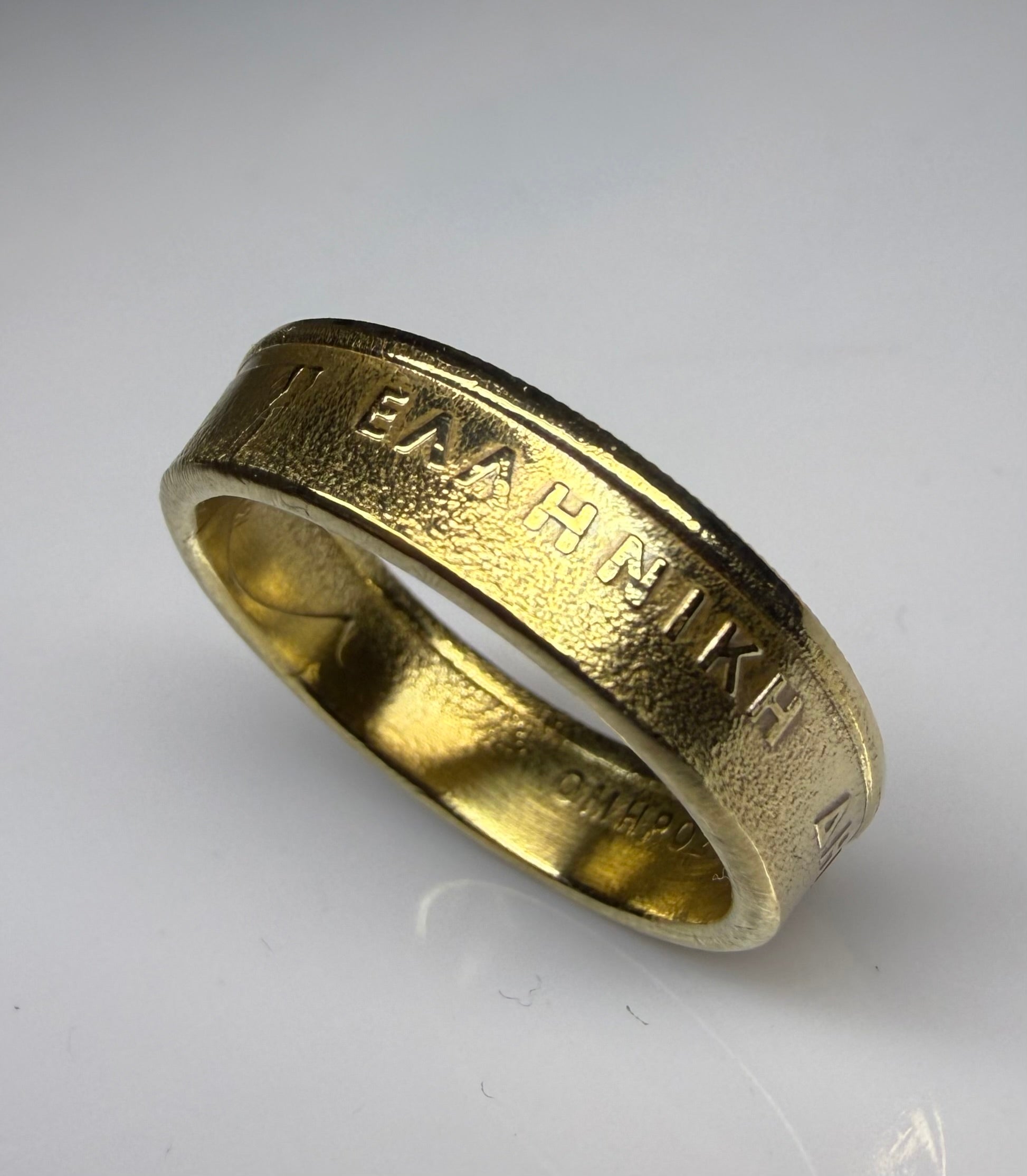 Greek Gold Ring, Greece Athens Drachma Vintage Ring, Antique Coin Ring