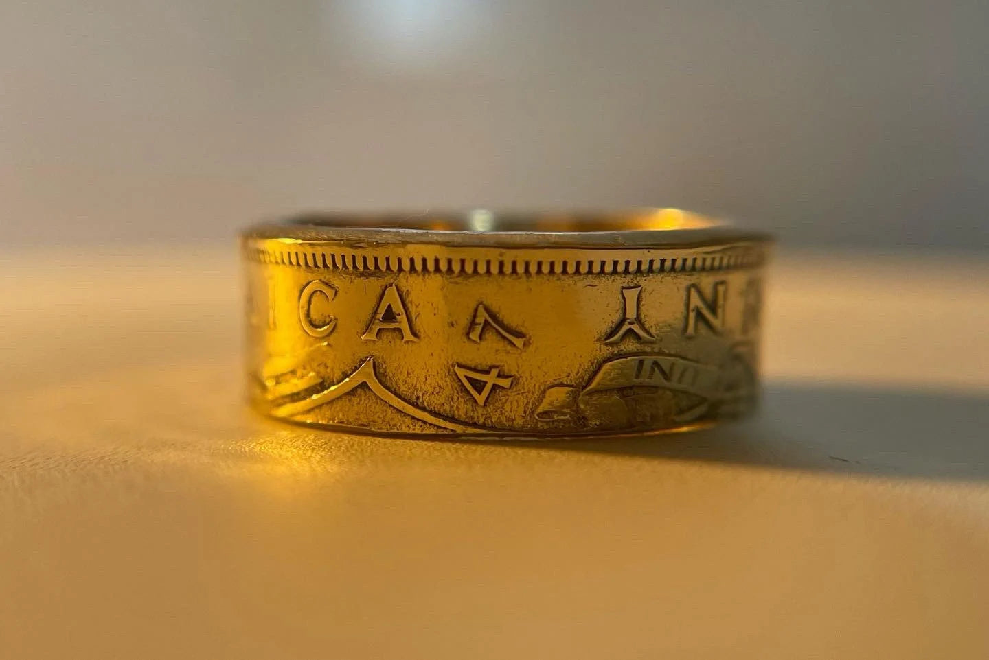 Jamaica Ring | Jamaican Vintage Hand Made Coin Ring | 1940s Brass Ring | Handmade Jewelry | Antique Gift from Jamaica | Kingston Band Ring