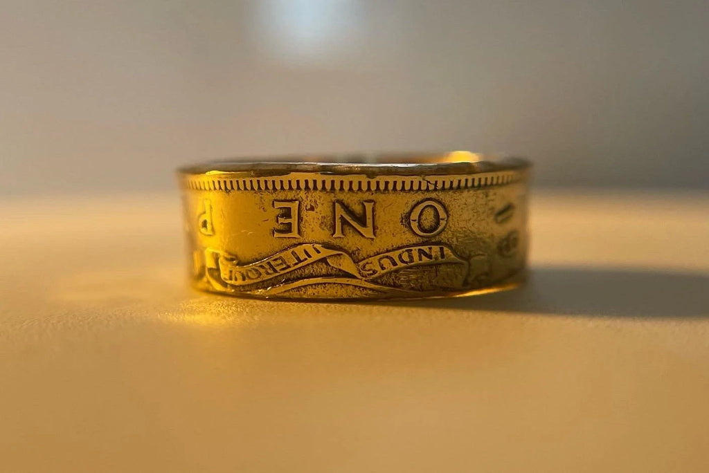 Jamaica Ring | Jamaican Vintage Hand Made Coin Ring | 1940s Brass Ring | Handmade Jewelry | Antique Gift from Jamaica | Kingston Band Ring