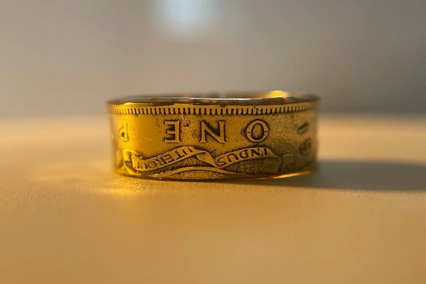 Jamaica Ring | Jamaican Vintage Hand Made Coin Ring | 1940s Brass Ring | Handmade Jewelry | Antique Gift from Jamaica | Kingston Band Ring