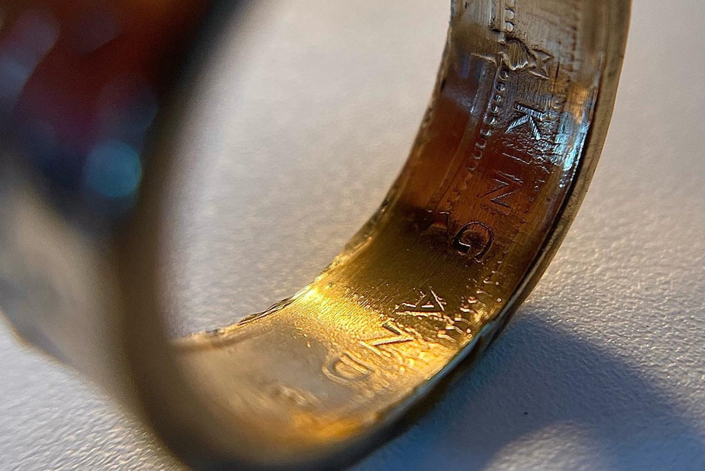 Jamaica Ring | Jamaican Vintage Hand Made Coin Ring | 1940s Brass Ring | Handmade Jewelry | Antique Gift from Jamaica | Kingston Band Ring