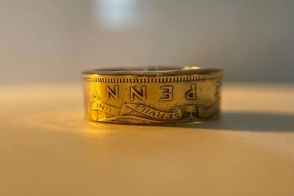 Jamaica Ring | Jamaican Vintage Hand Made Coin Ring | 1940s Brass Ring | Handmade Jewelry | Antique Gift from Jamaica | Kingston Band Ring