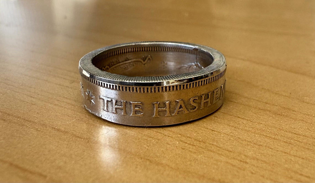 Jordanian Coin Ring: 1960s 50 Fils, Handmade Copper-Nickel Jewelry