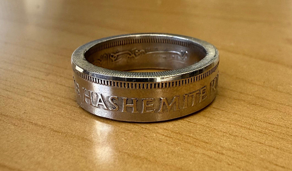 Jordanian Coin Ring: 1960s 50 Fils, Handmade Copper-Nickel Jewelry