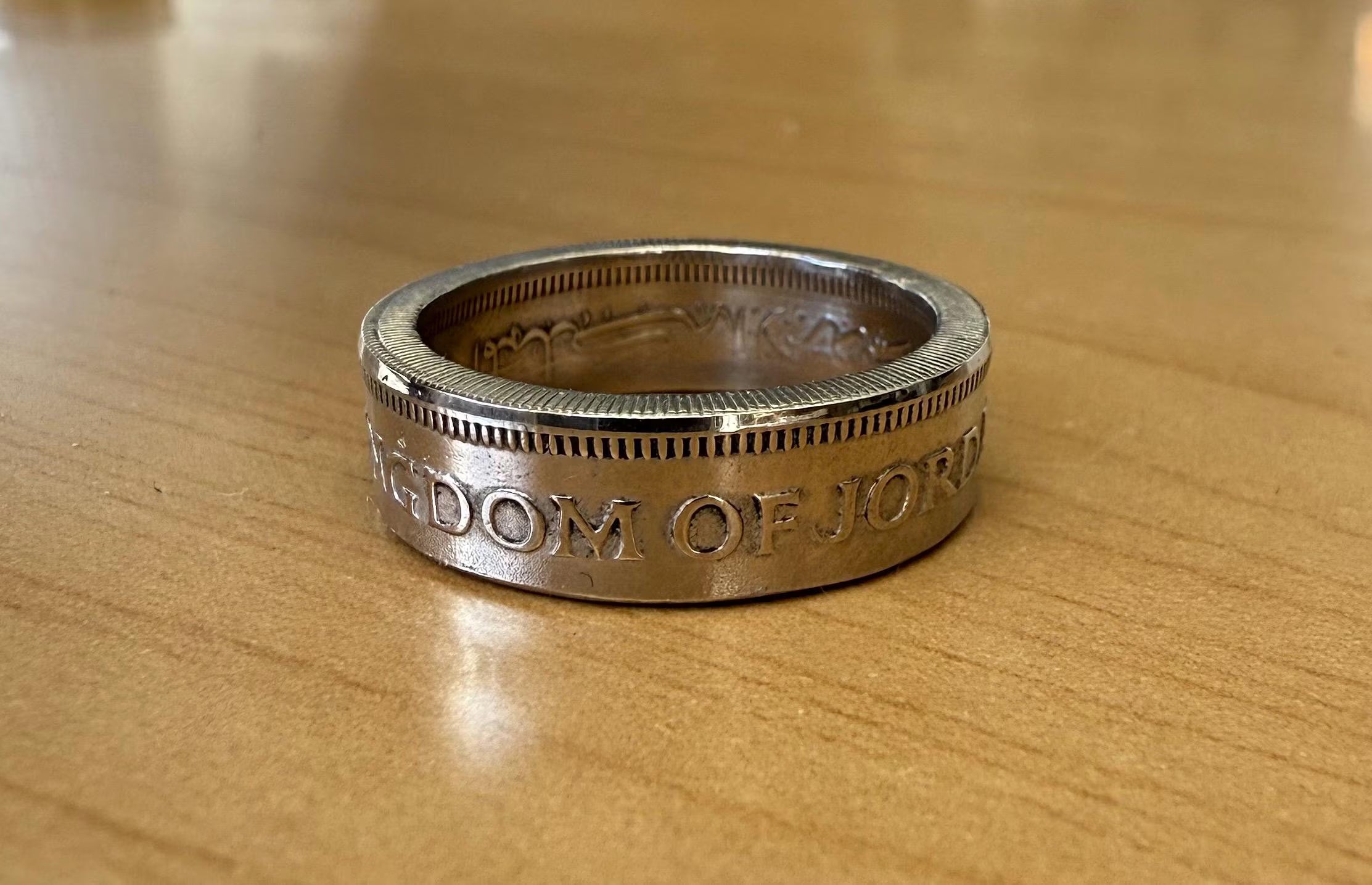 Jordanian Coin Ring: 1960s 50 Fils, Handmade Copper-Nickel Jewelry