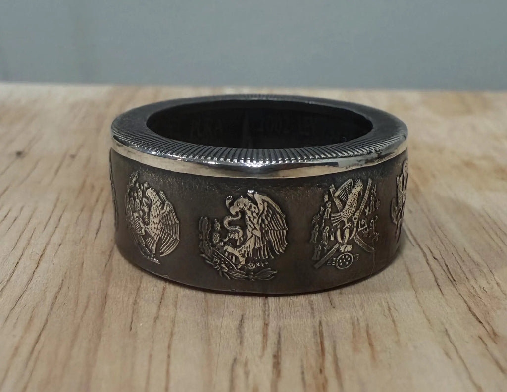 Silver Mexican Ring, Vintage Ring | Mexican Coin Ring Band Eagle | Gift From Mexico | Anillo Mexicano (Libertad)