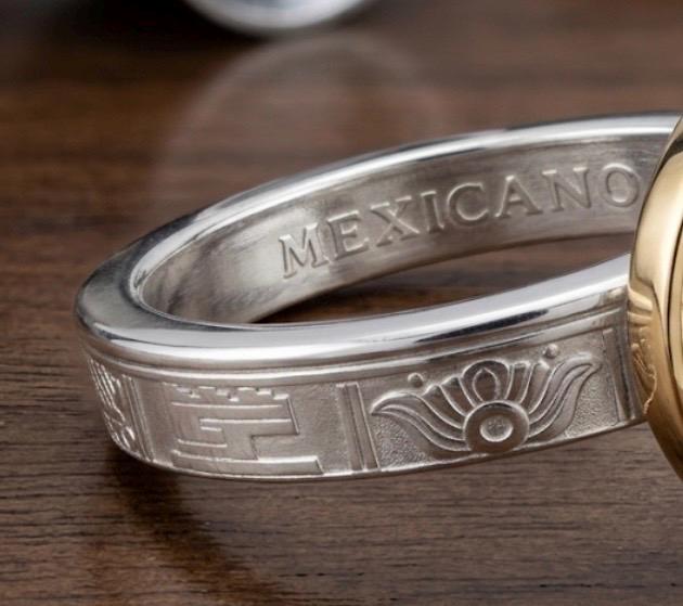 Heart of Mexico Eagle Ring, Mexican Eagle Coat of Arms Ruby Ring