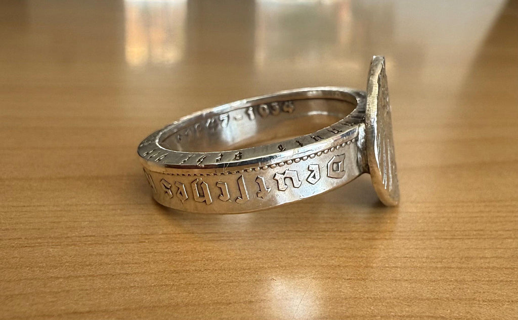 Sterling German Empire Silver Eagle Coin Ring: Prussian Signet