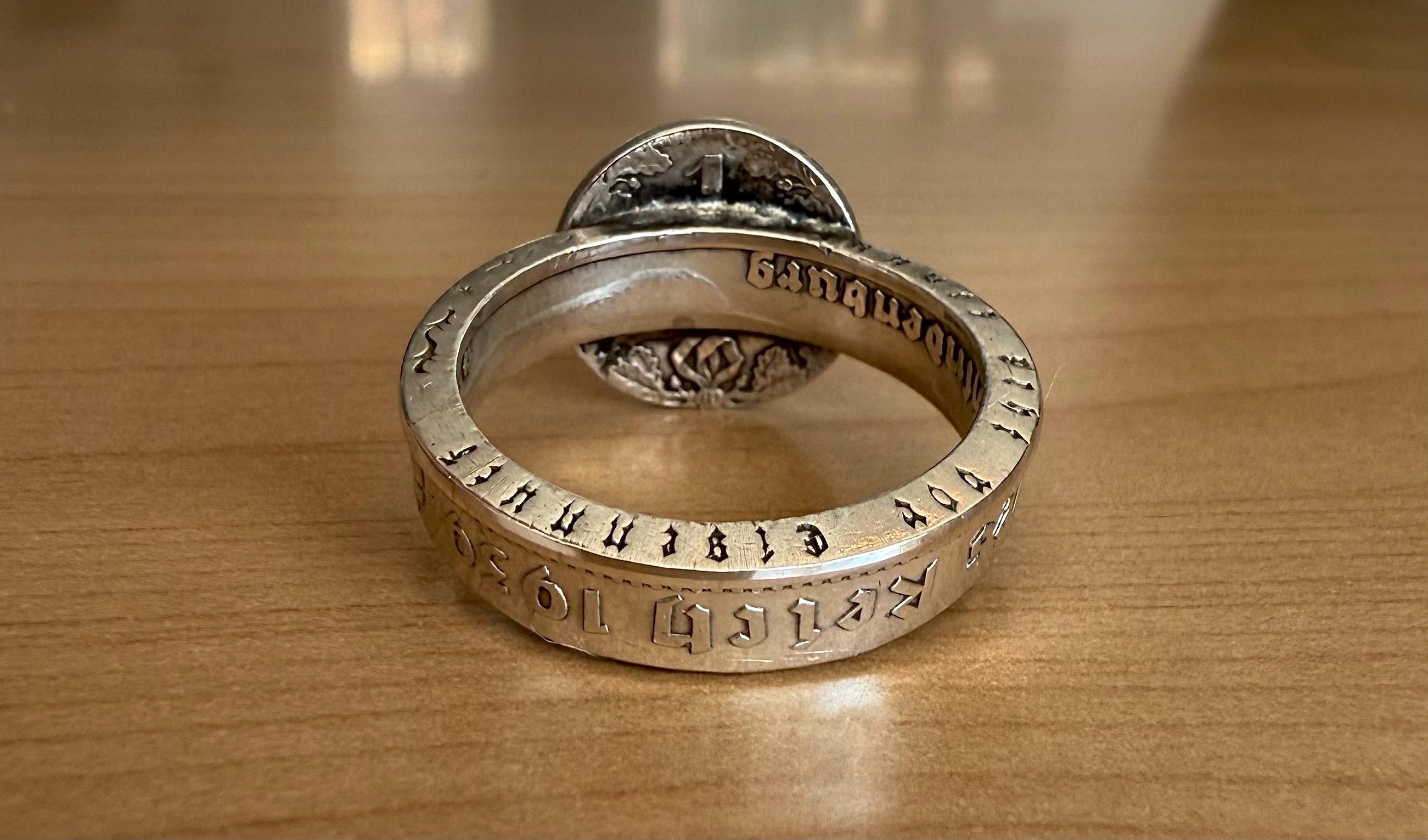 Sterling German Empire Silver Eagle Coin Ring: Prussian Signet