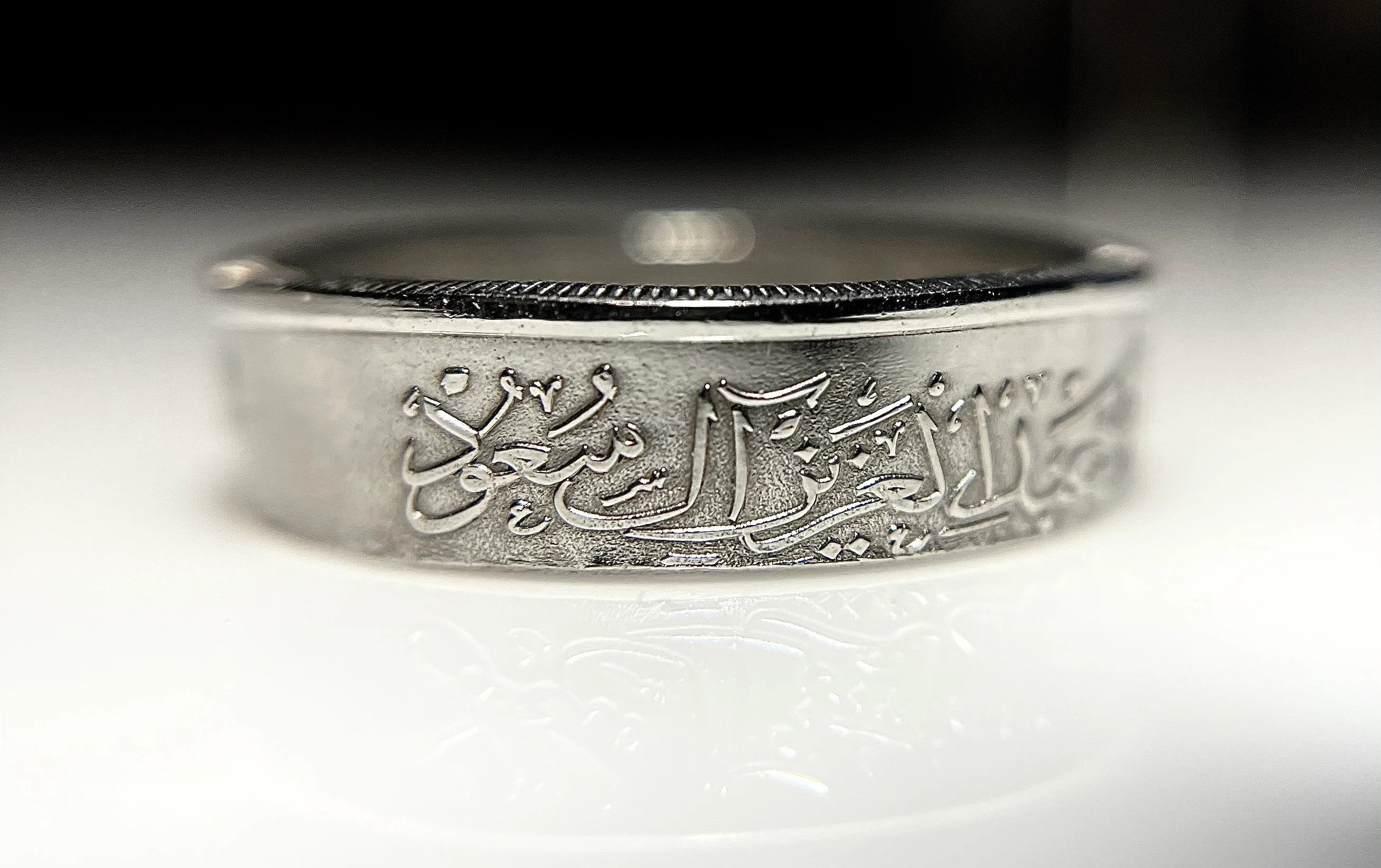Saudi Arabia Ring, Saudi Coin Ring: King Abdullah, Steel Band, Handmade