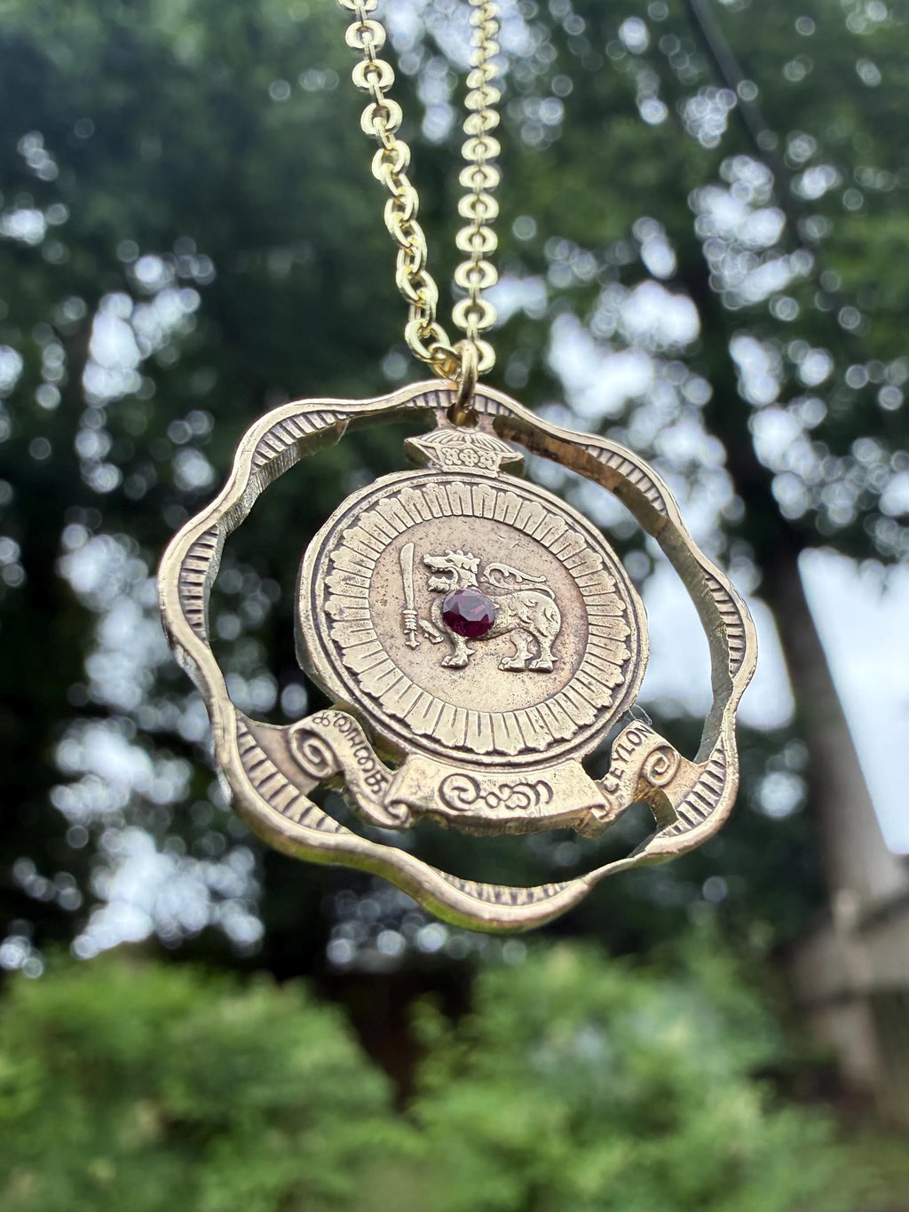 Sri Lanka Coin Ruby Necklace | Sri Lankan Hand Made Jewelry | 5 Rupees