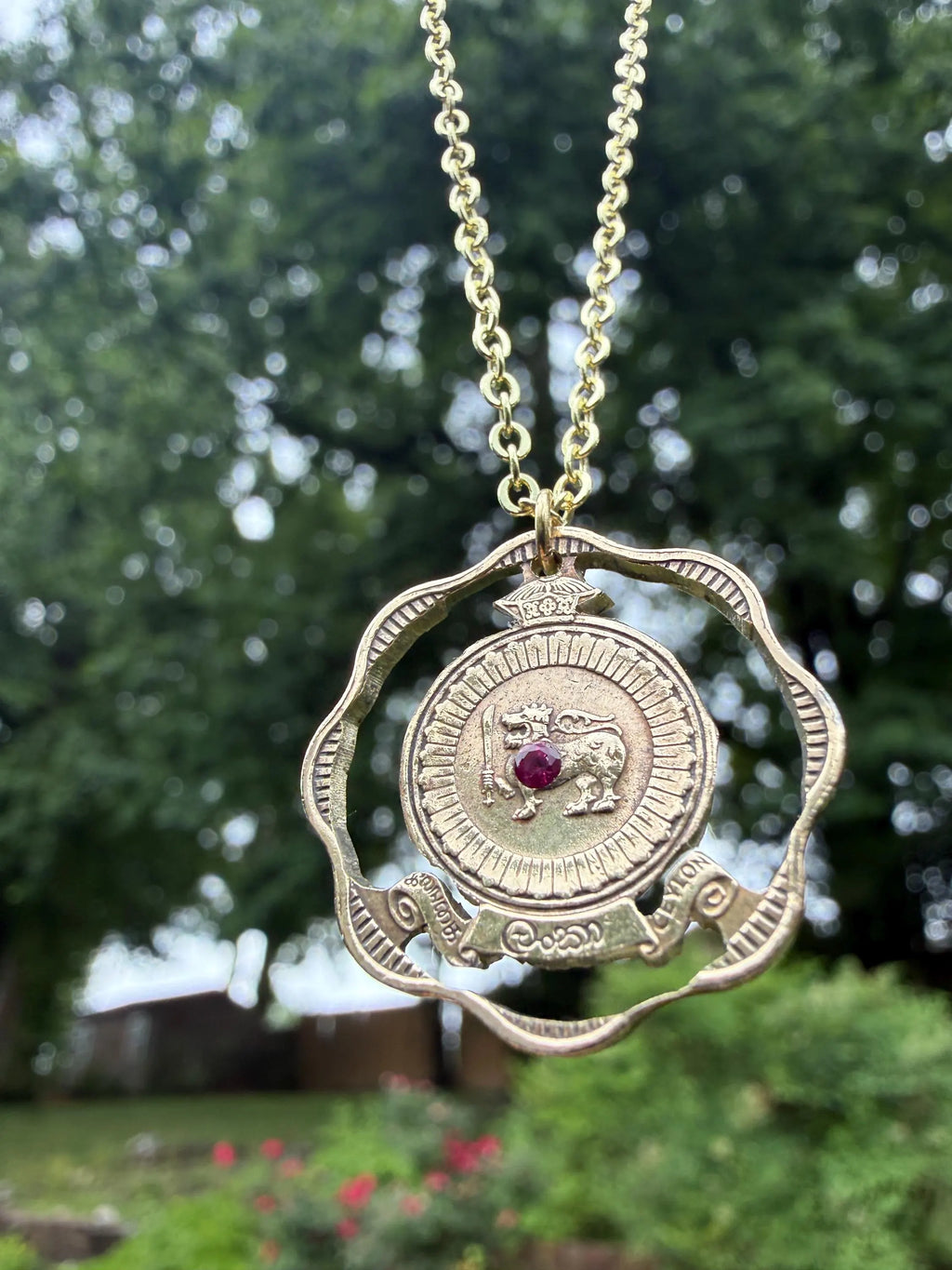 Sri Lanka Coin Ruby Necklace | Sri Lankan Hand Made Jewelry | 5 Rupees