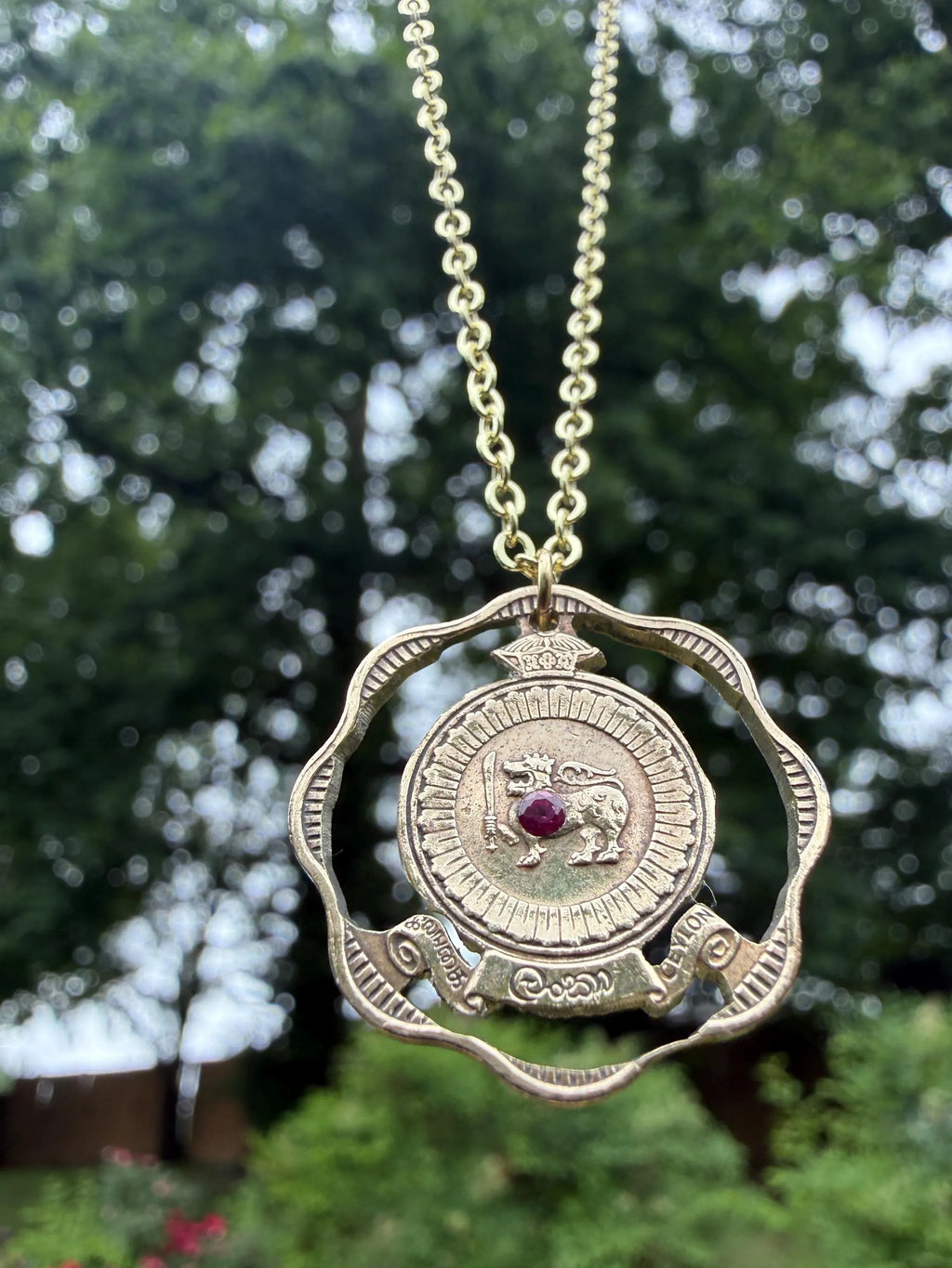 Sri Lanka Coin Ruby Necklace | Sri Lankan Hand Made Jewelry | 5 Rupees
