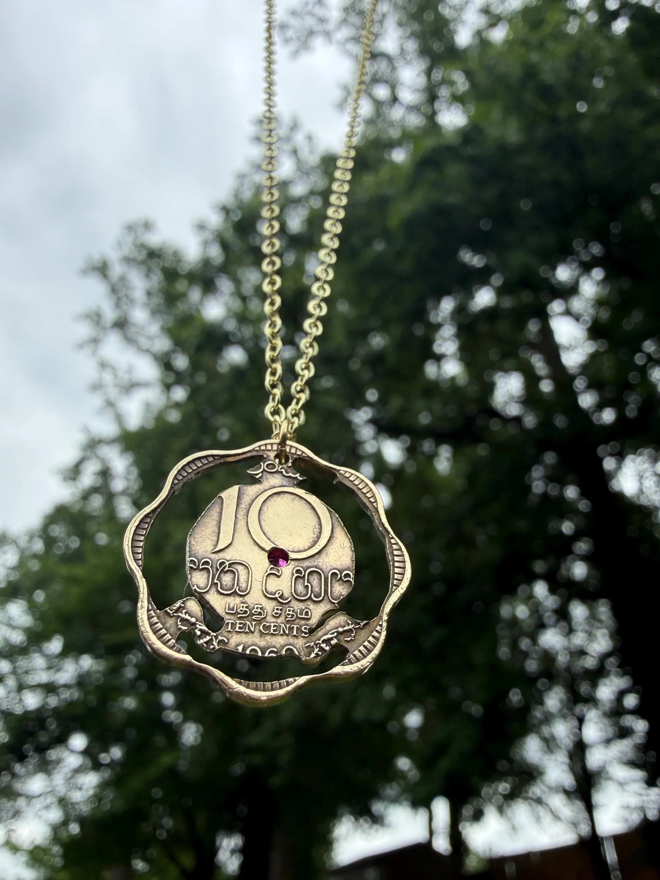 Sri Lanka Coin Ruby Necklace | Sri Lankan Hand Made Jewelry | 5 Rupees