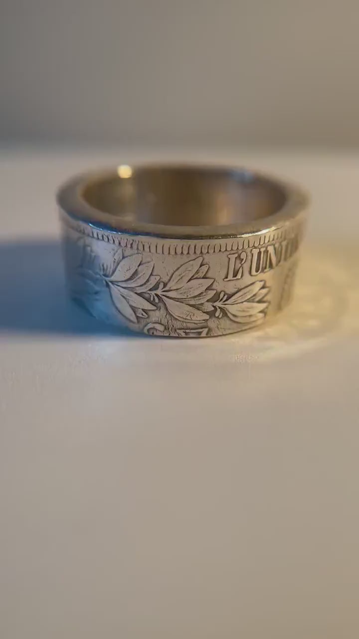 Belgium Silver Ring, Antique Leopold 1800s Coin Ring  | Handmade Silver Ring