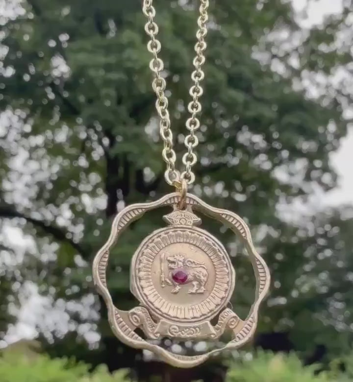 Sri Lanka Coin Ruby Necklace | Sri Lankan Hand Made Jewelry | 5 Rupees